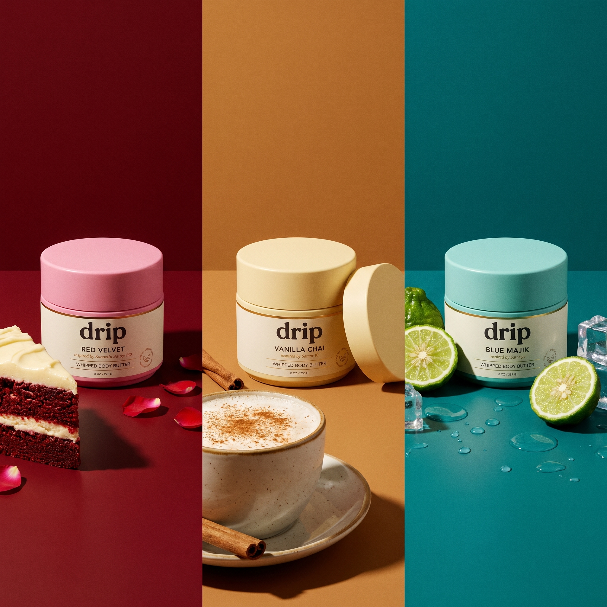 drip whipped body butter, all three scents