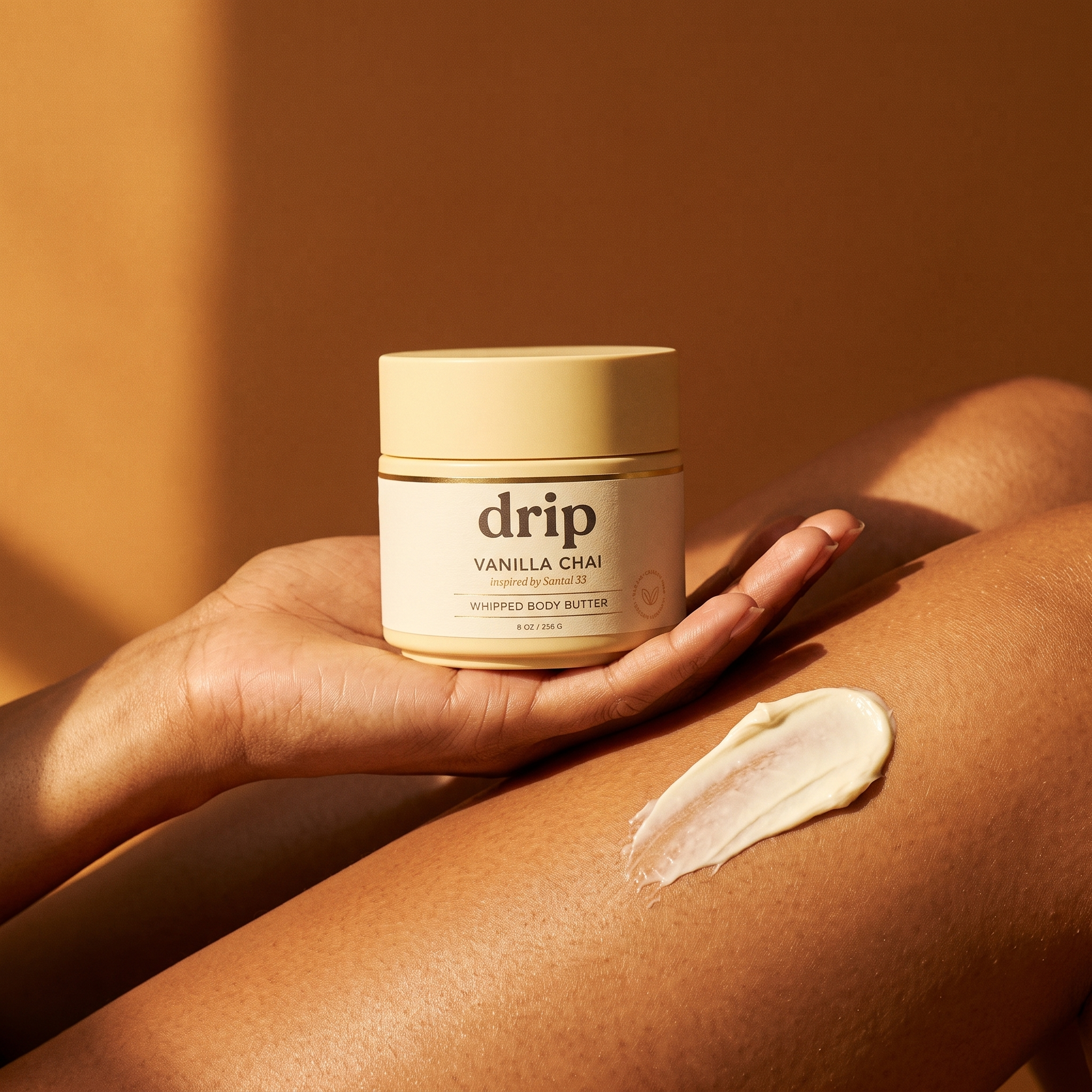Vanilla Chai whipped body butter in hand
