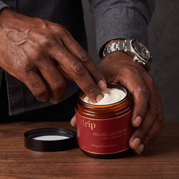 Swirling drip whipped body butter in the jar